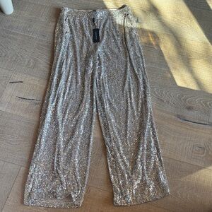 Cable & Gauge Silver Sequin Fabric pants NWT M